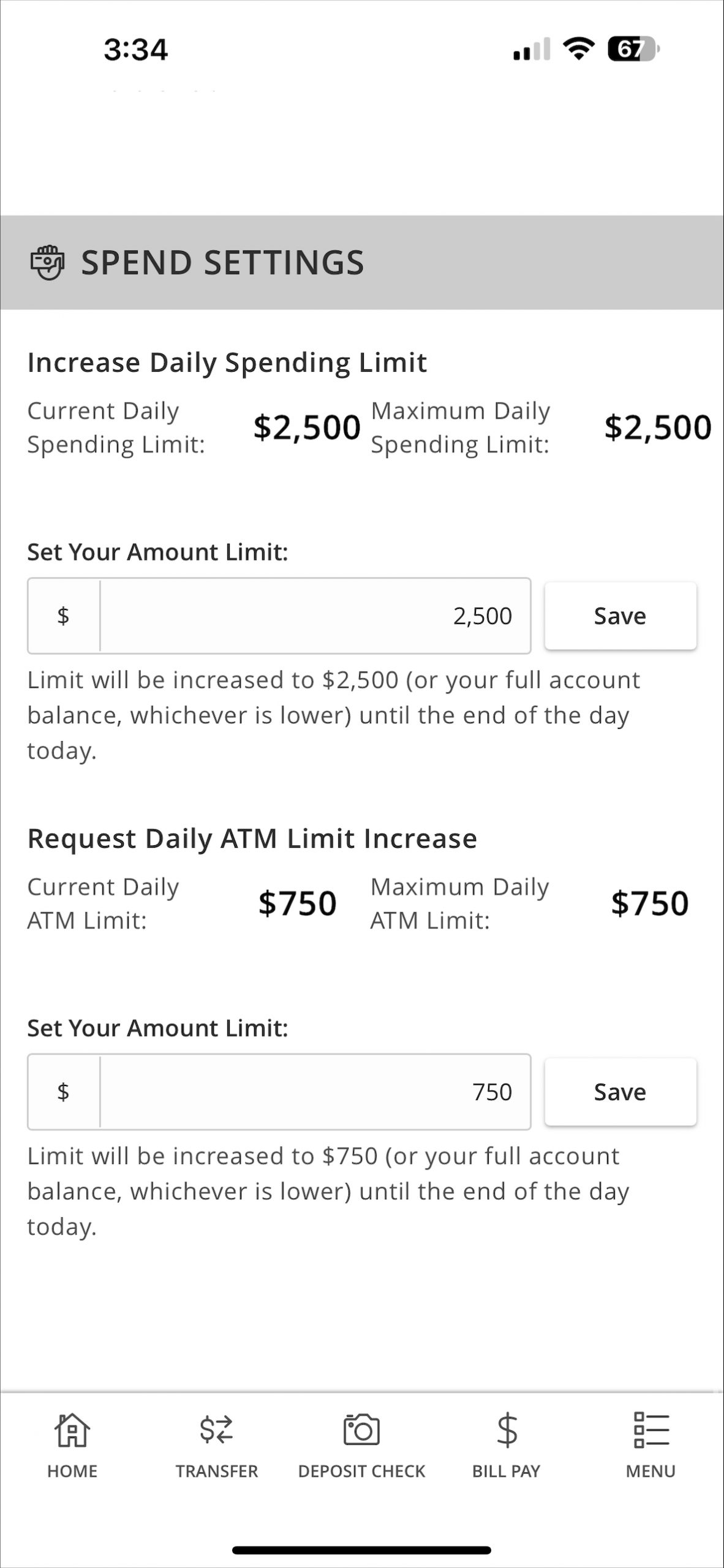 7. Spend Settings RCB Bank