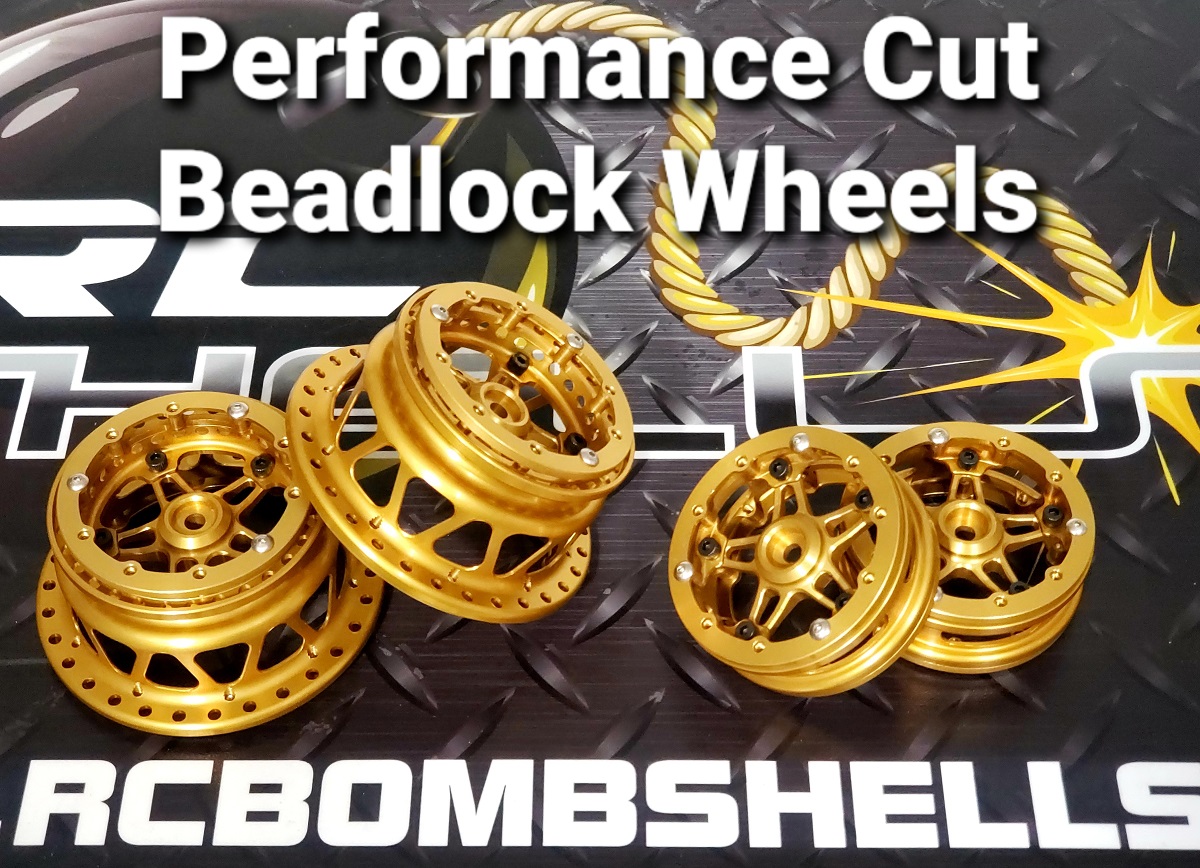 PERFORMANCE CUT GOLD Exclusive BEAD LOCK DRAG WHEELS RC Bombshells