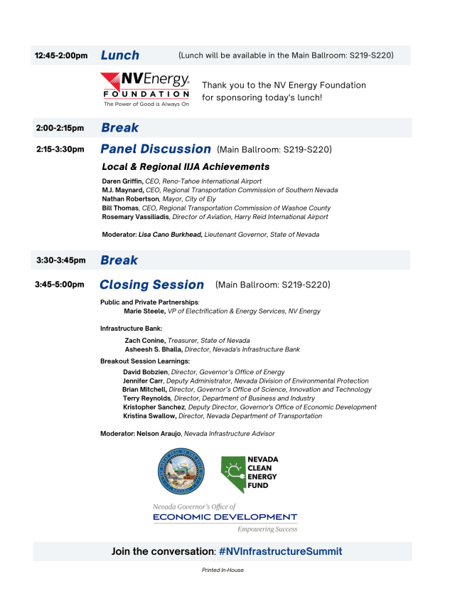 Governor Sisolak's Infrastructure Summit RCG Economics Las Vegas