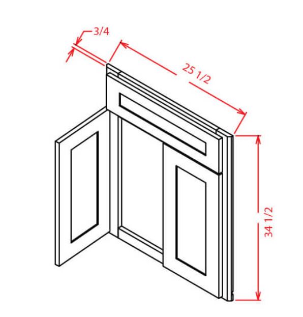 Savannah Gray 42 Corner Sink Base Front Reflections