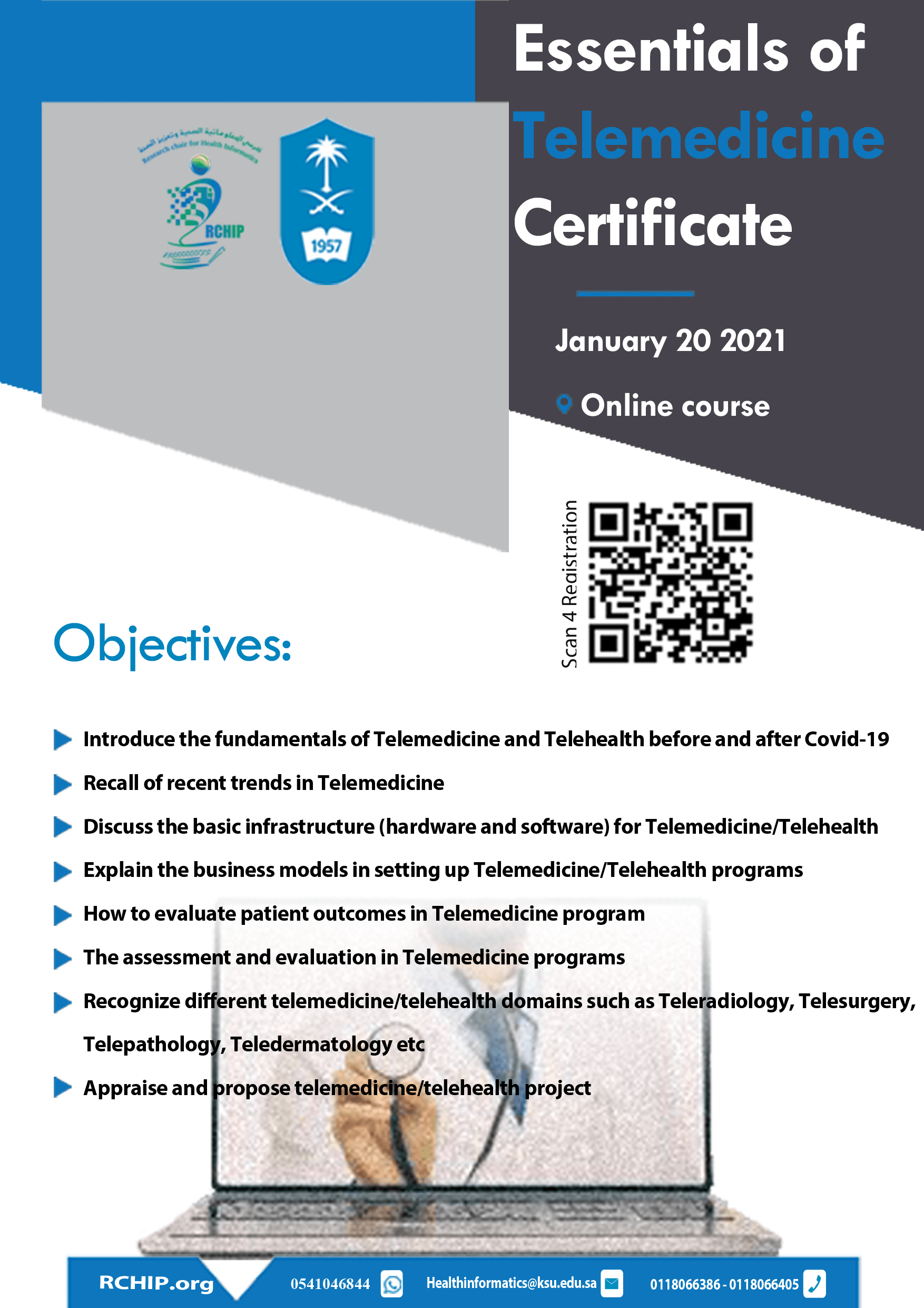 Essential of Telemedicine Certificate 20 Jan 2021 Research Chair for Health Informatics