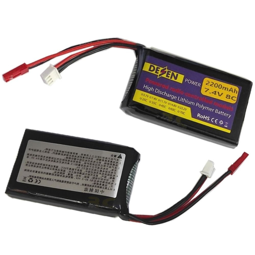 Desen 7.4V 2S 2200mAh 8C Lipo Battery Compatible for Frsky QX7/ Radiomaster TX16s/TX12 GZ2200