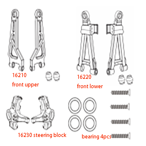 16200 Front swing arm assembly package (left and right) For MJX 16108 Hyper Go RC Car Spare