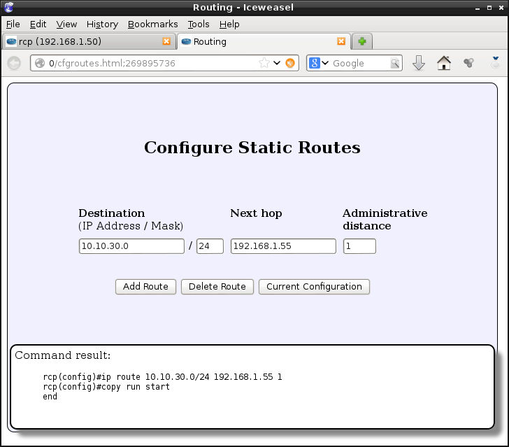RCP100 Routing Commands