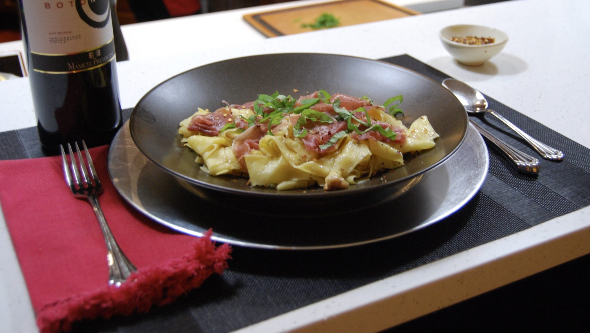 Pasta with Prosciutto di Parma and Basil R Crazy Incredible Life