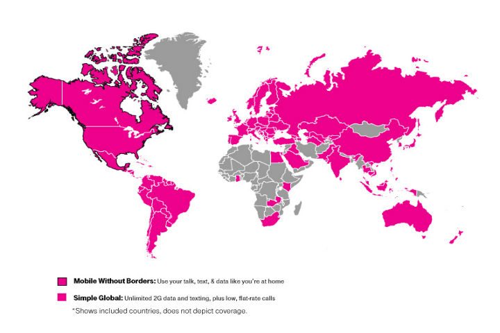 T Mobile Coverage Map International T-Mobile Expands Global Roaming To 145 Countries