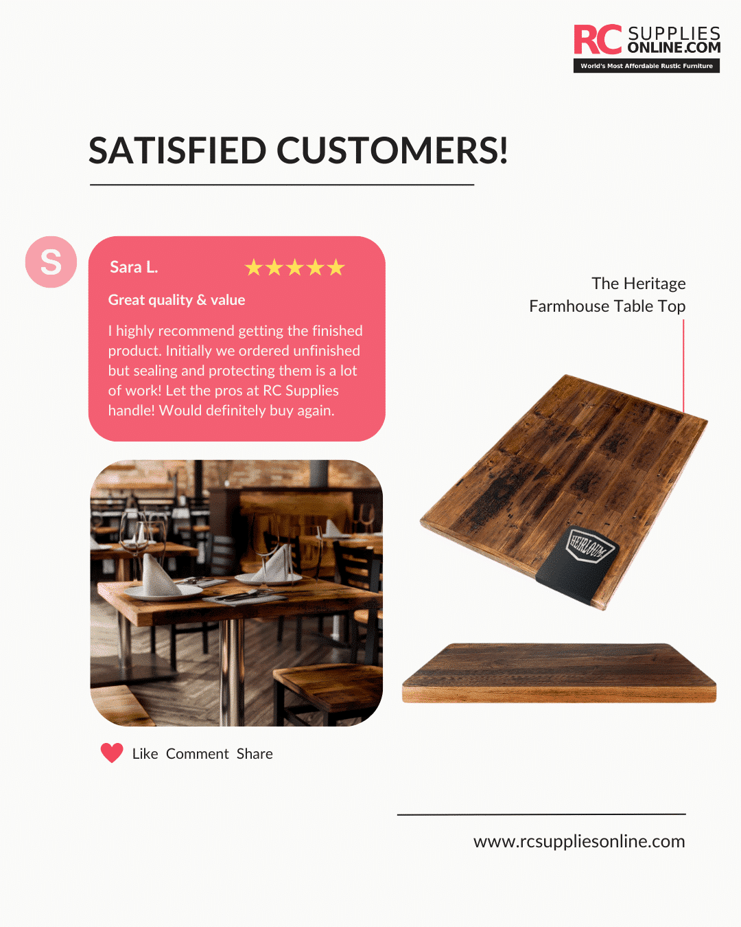 Reclaimed Wood Table Tops Restaurant & Cafe Supplies Online