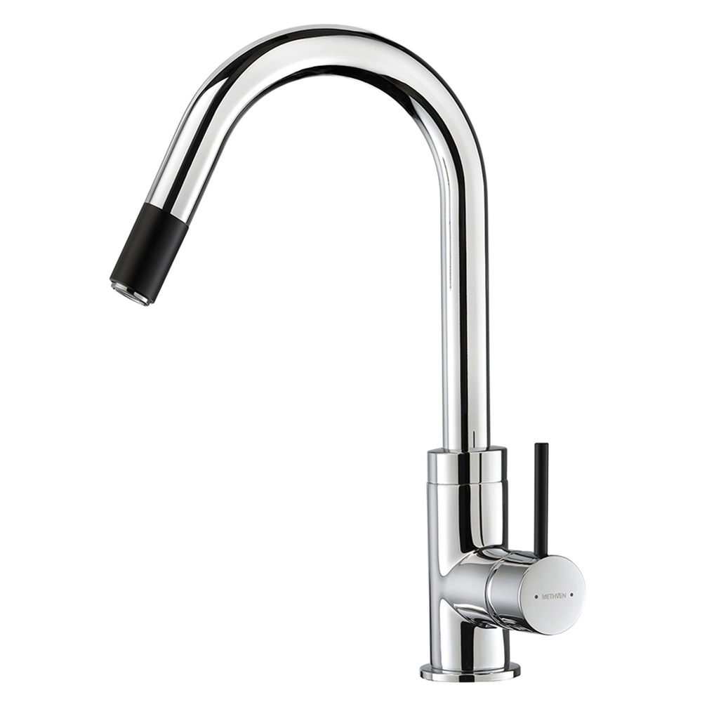Methven Culinary Gooseneck Pull Out Sink Mixer Chrome/Matte Black