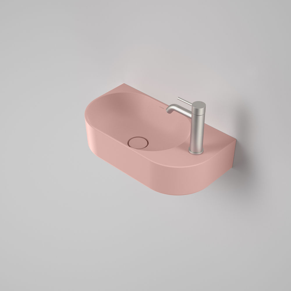 Caroma Liano II Hand Wall Basin 1TH Matte Pink Renovators Discount Depot