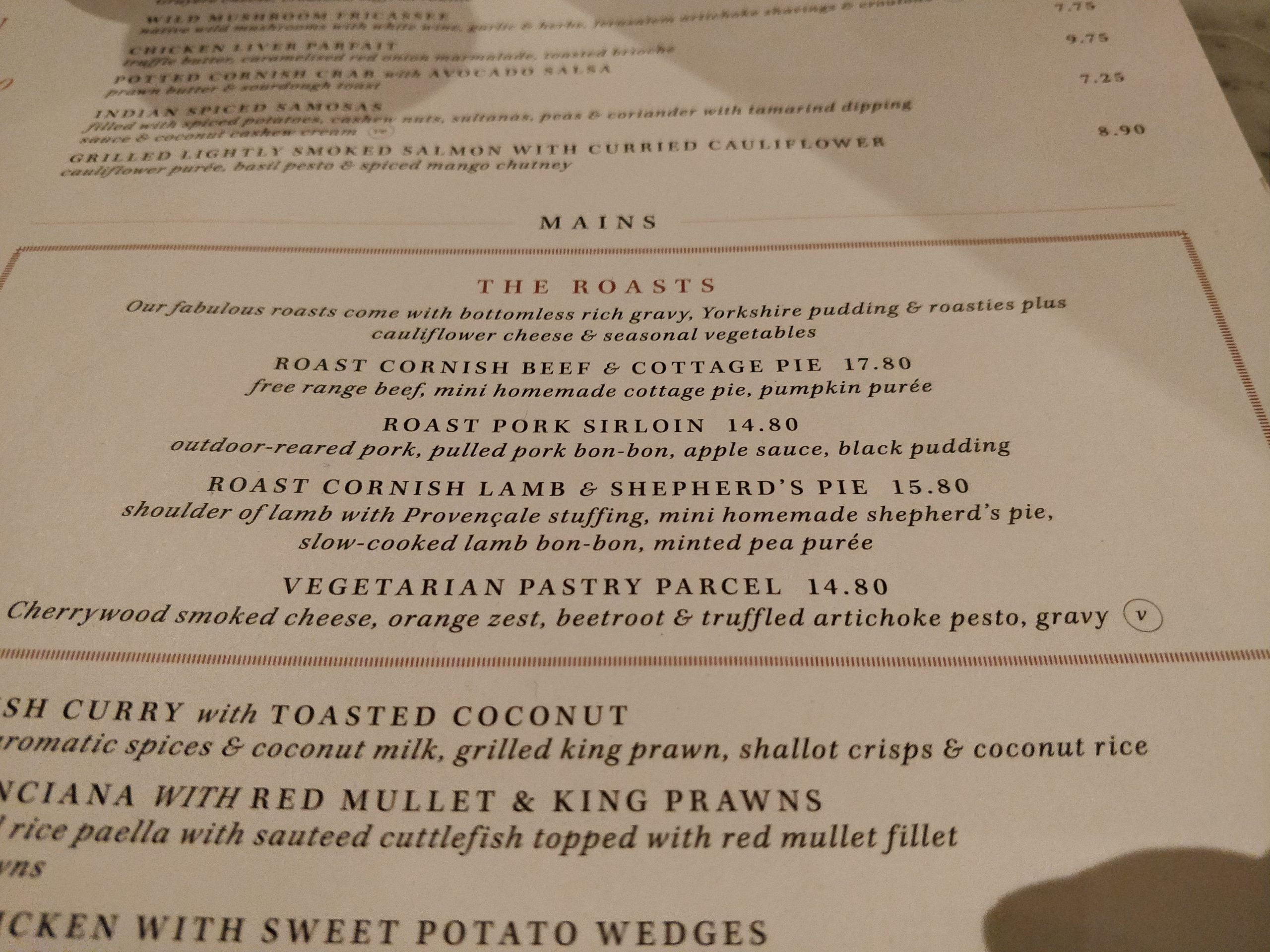 Brasserie Blanc Sunday Roast Menu