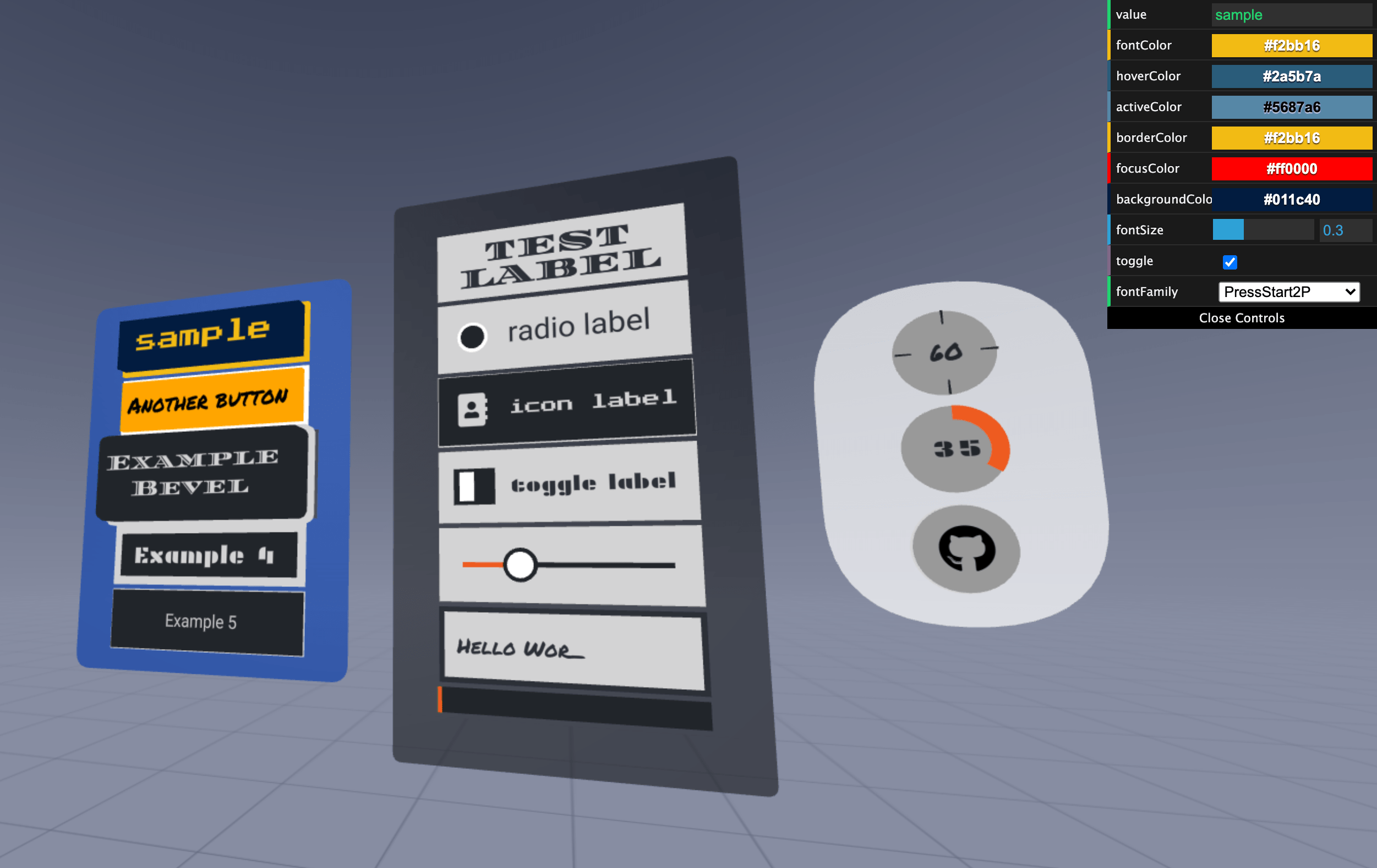 aframegui Graphical User Interface Component Framework for AFrame VR