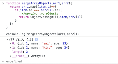 JavaScript merge array of objects by key (es6) Reactgo