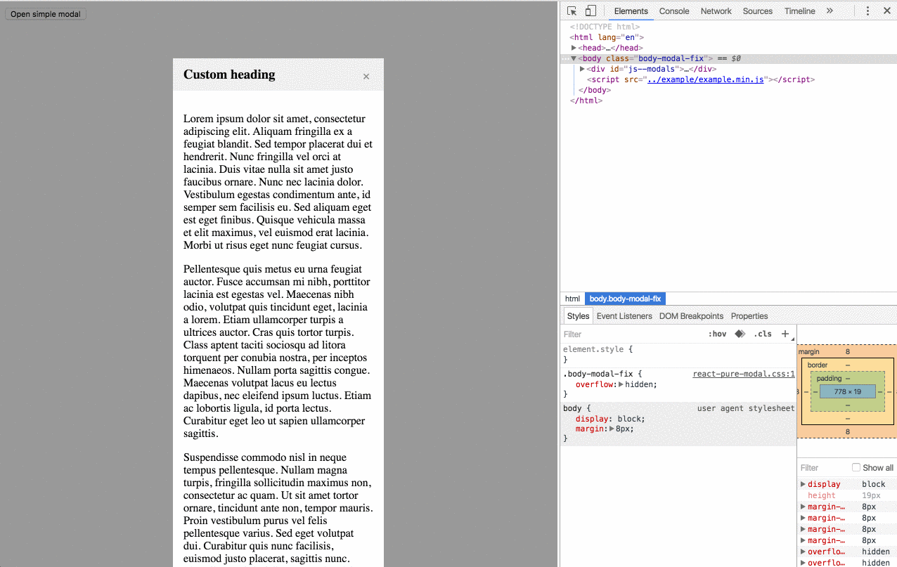 React pure modal a simplest way to create dialog on your site
