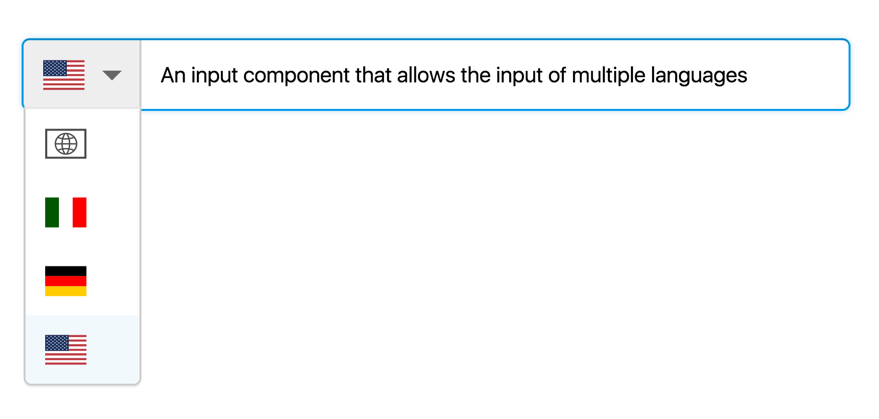 A ReactJS input component that manages multiple languages