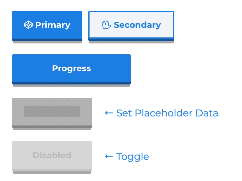 React Component that renders an animated set of 3D UI buttons