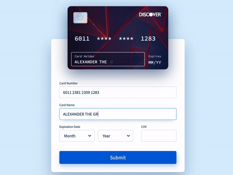 Cards React.js Examples