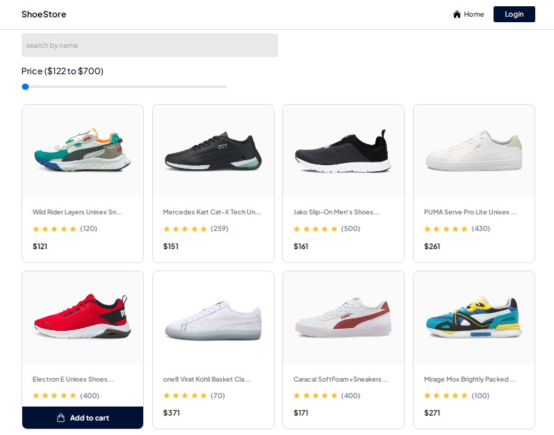 Shoe Store Application built using Next.js and Tailwind CSS