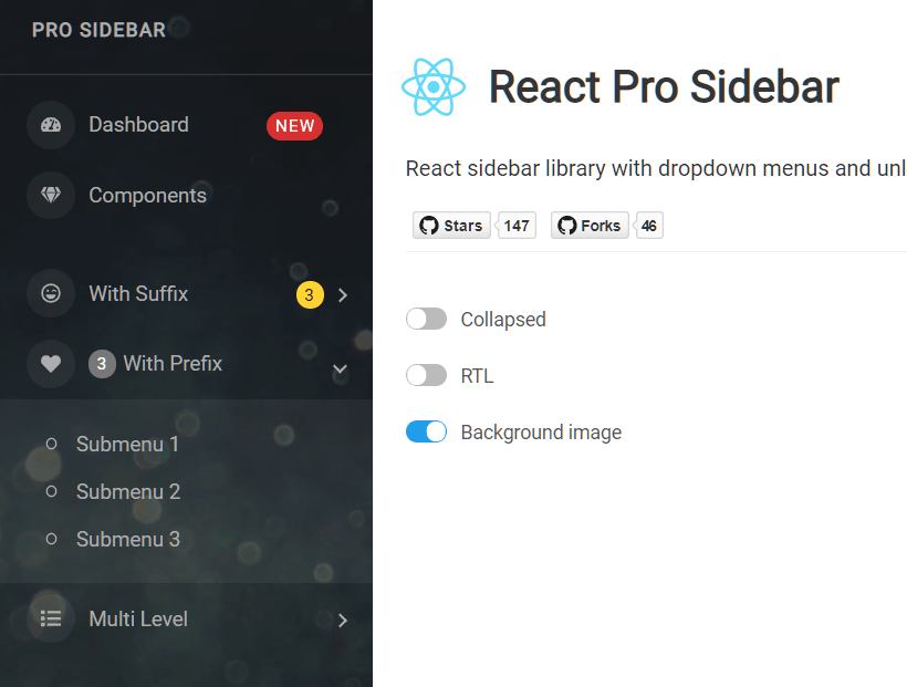 side menu Components For React & React Native ReactScript