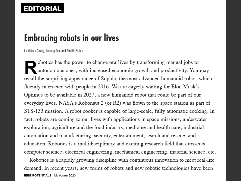 IEEE Potentials Magazine May/June 2023Embracing robots in our lives