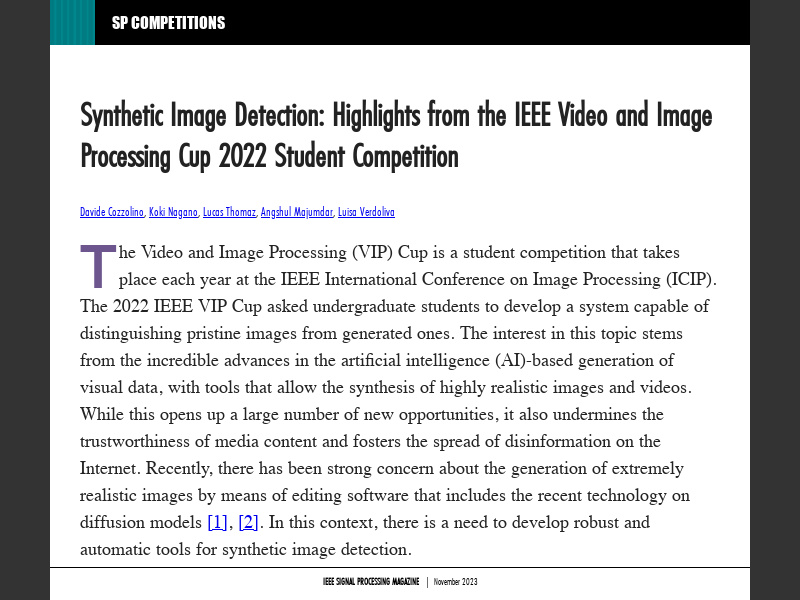 IEEE Signal Processing Magazine November 2023SP Competitions