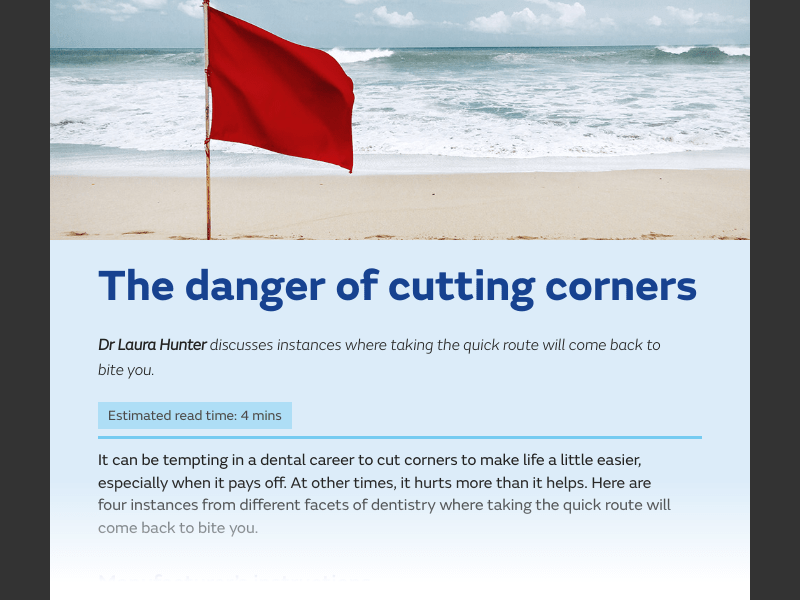 Young Practitioner Issue 6 December 2024The danger of cutting corners