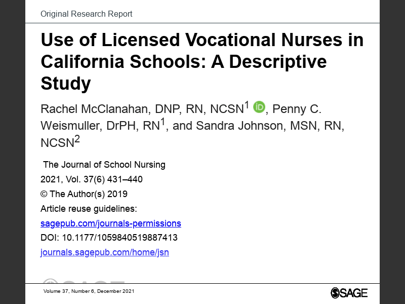 December 2021Use of Licensed Vocational Nurses in California Schools A