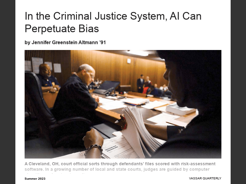 Vassar Quarterly Summer 2023AI/Criminal Justice