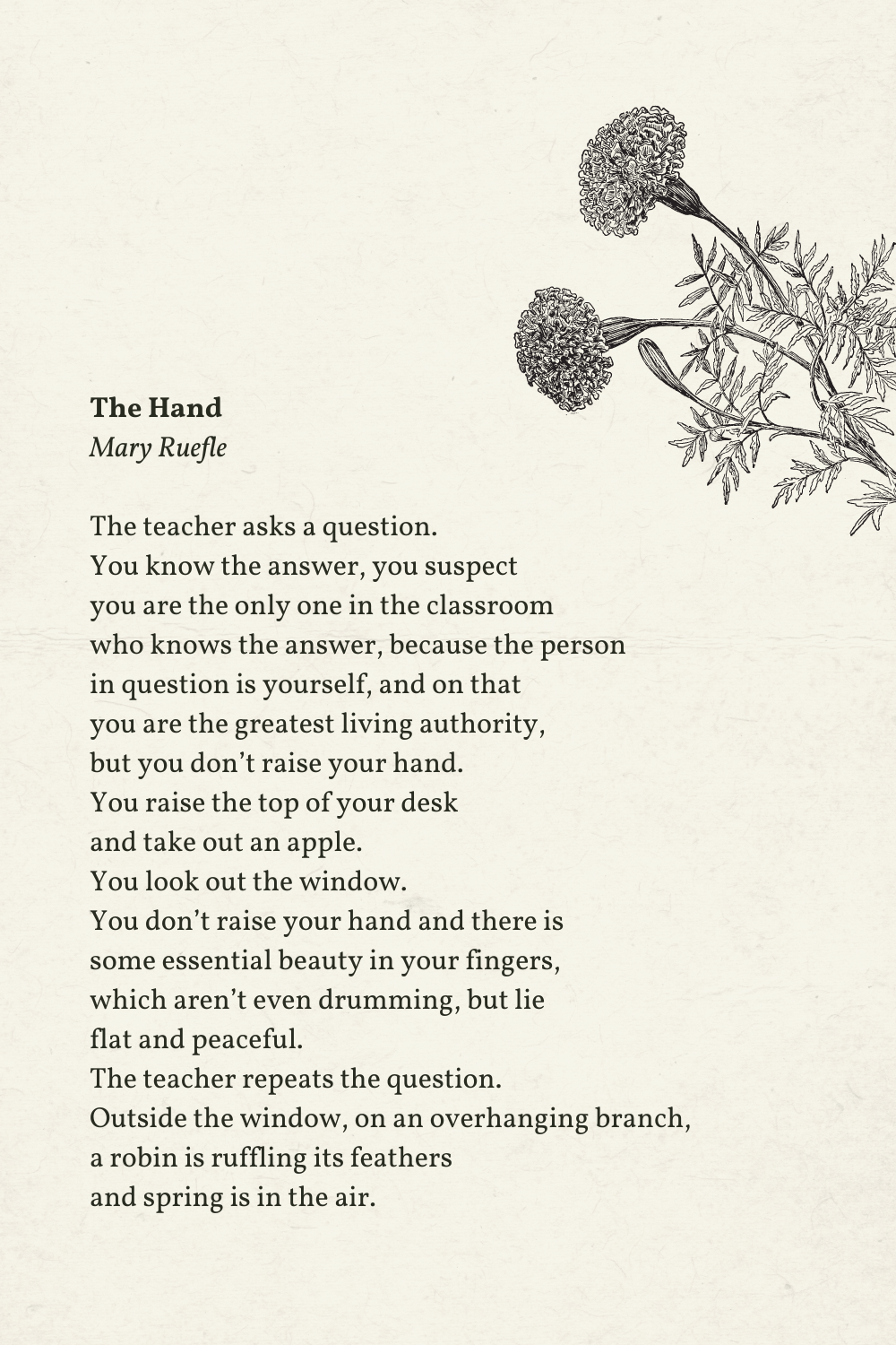 The Hand by Mary Ruefle • Read A Little Poetry