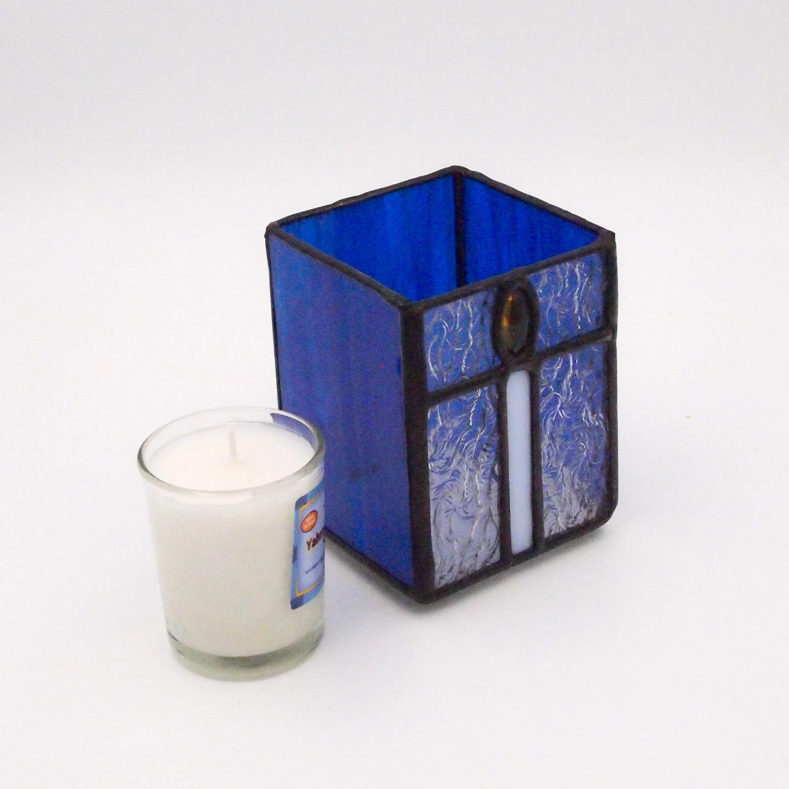 Glass Yahrzeit Candle Holder Box Style Read & Rite