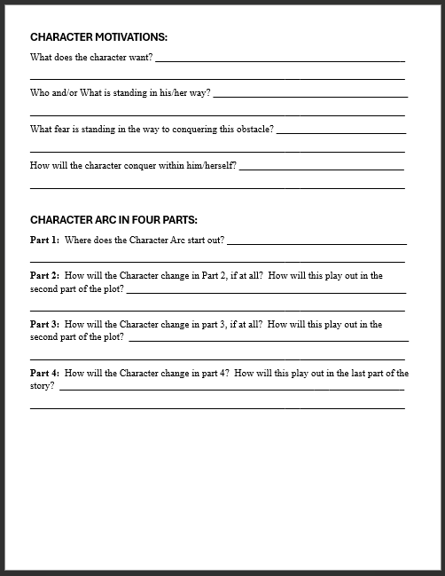 Character Development Worksheet – Read First Chapter.com