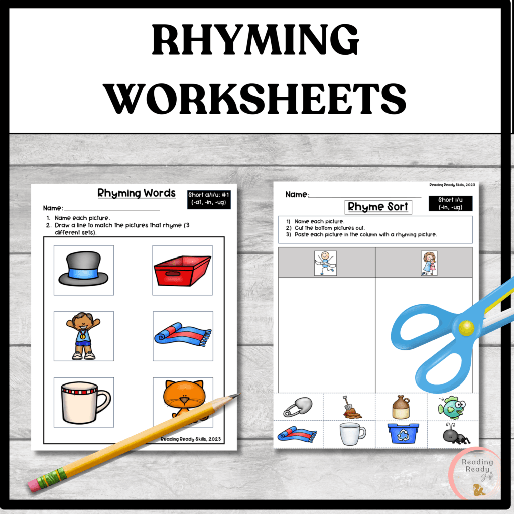 Rhyming Words: Pre-K/K Worksheet Packet - Reading Ready Skills