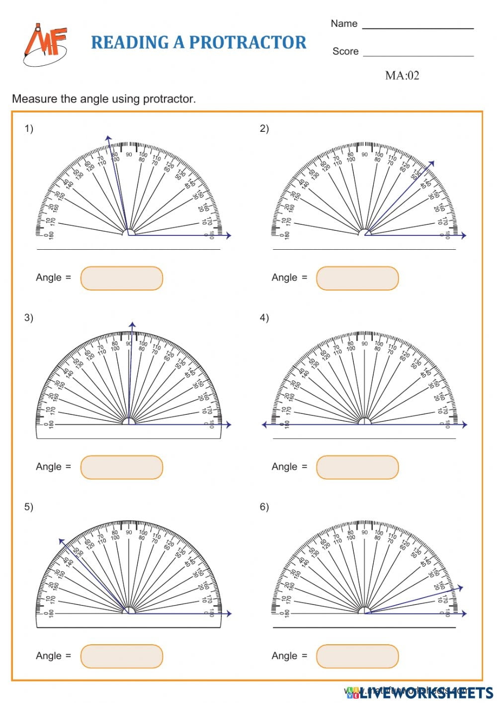 Reading A Protractor Worksheets Pdf - Reading Worksheet Printable
