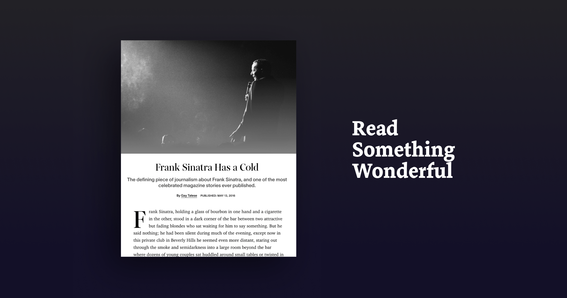 Read Something Wonderful Frank Sinatra Has a Cold