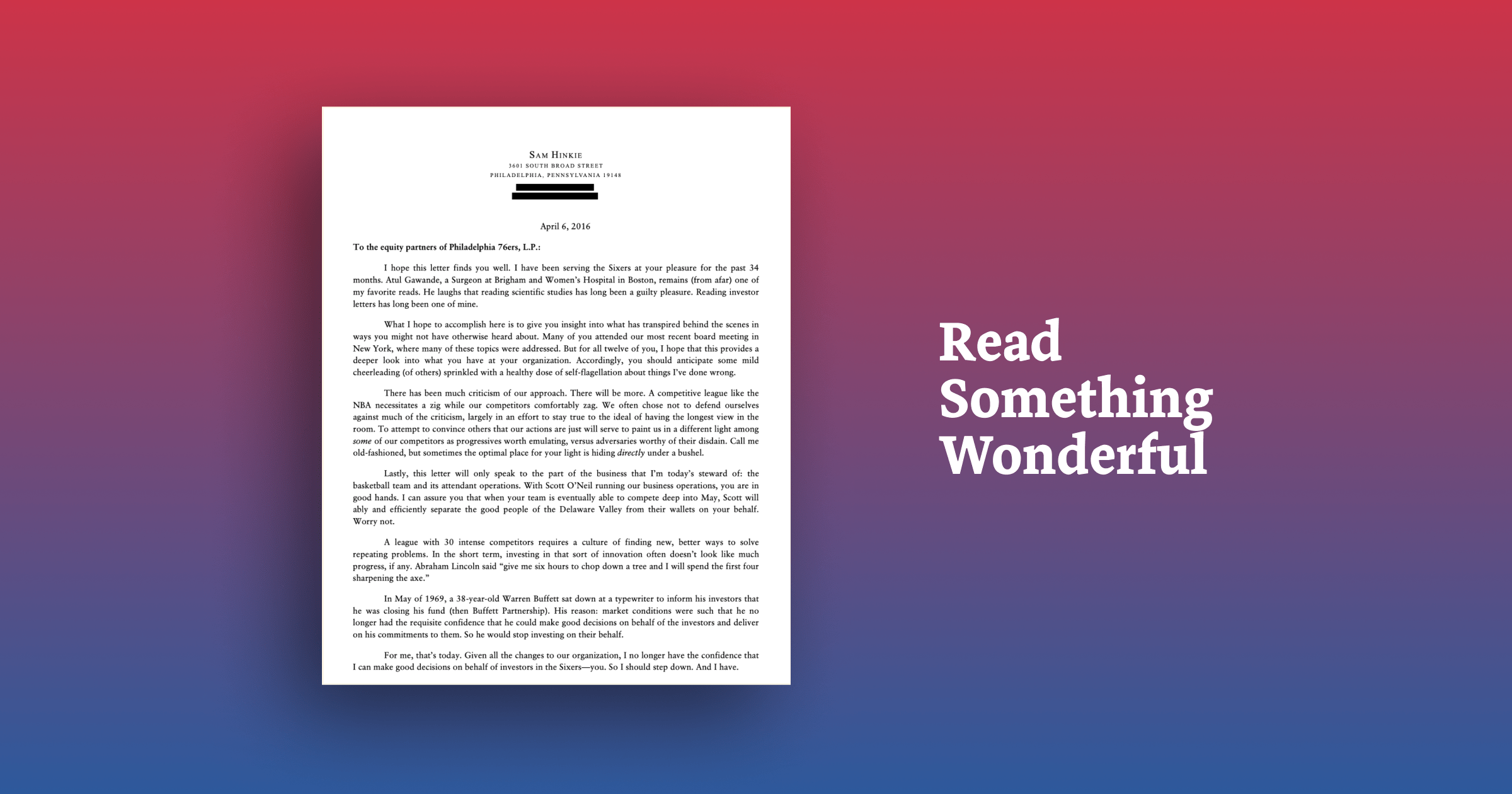 Read Something Wonderful Resignation letter
