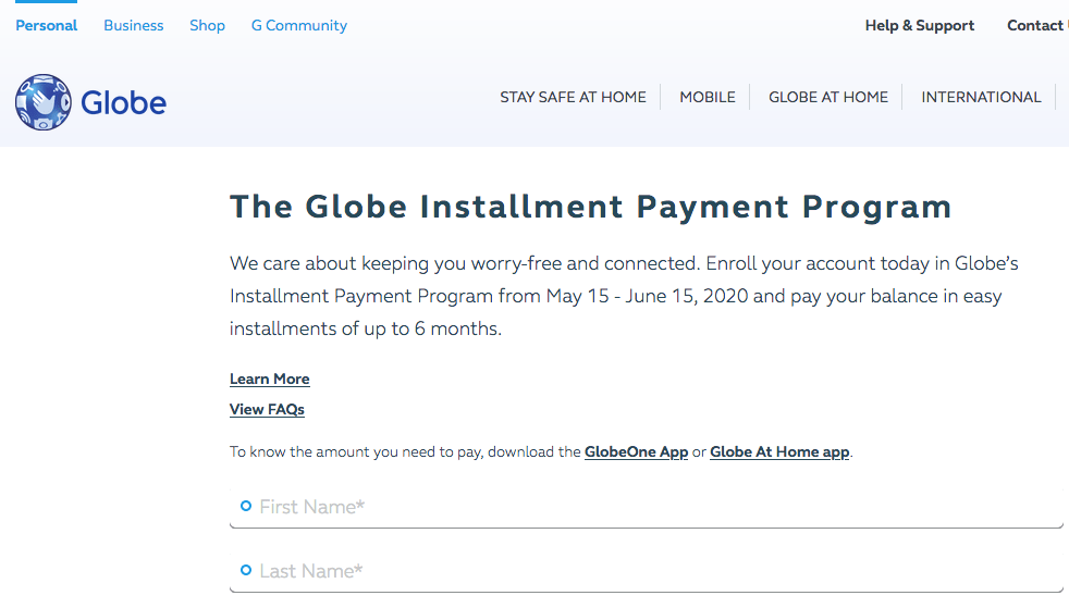 6Months Installment Payment for Globe Postpaid Customers Ready