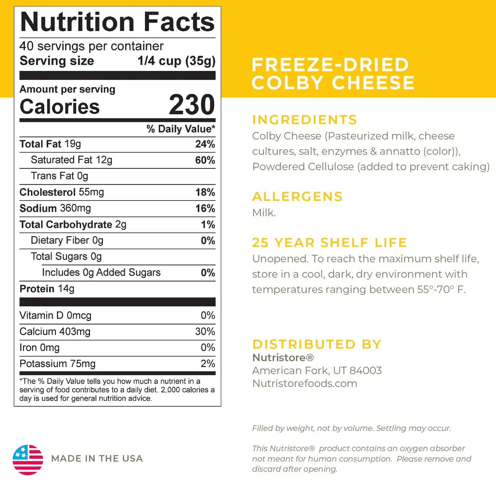 Nutristore Colby Jack Cheese