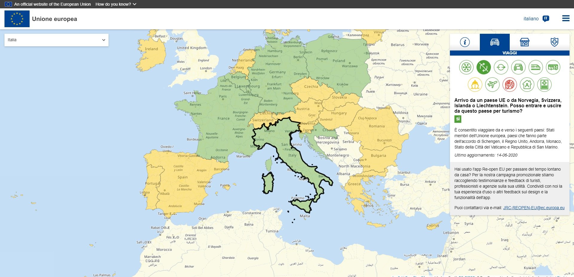 reopen EU viaggiare in europa