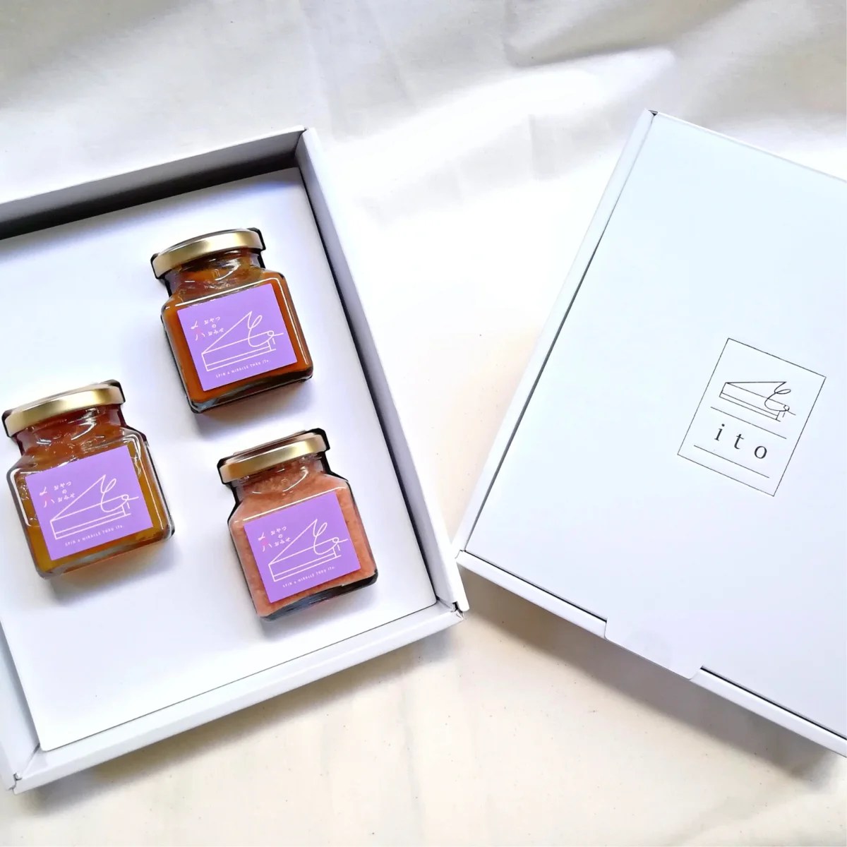 【広島県 糸おやつのおみせ】季節限定3JAMs BOX SET。世界マーマレードアワード職人部門銅賞受賞の職人が作るとれたて果実＆野菜の無添加