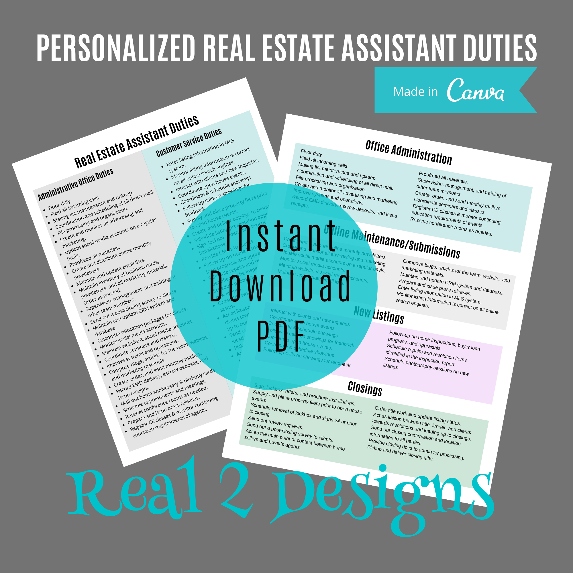 Real Estate Personal Assistant Job Description Template Real2Designs