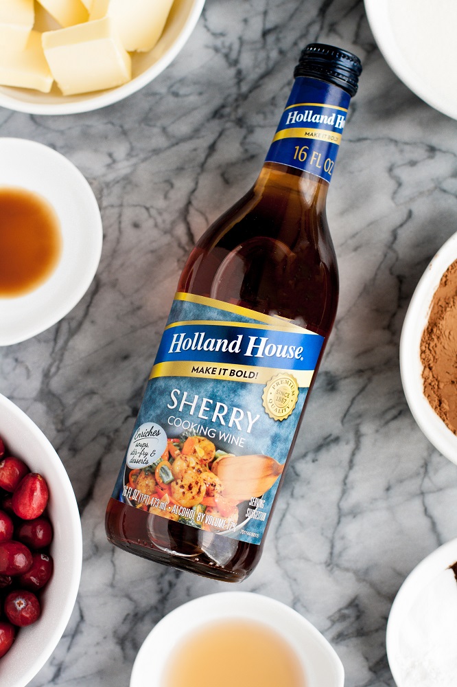 LowCarb Chocolate Cranberry Bundt Cake with Sherry Cooking Wine