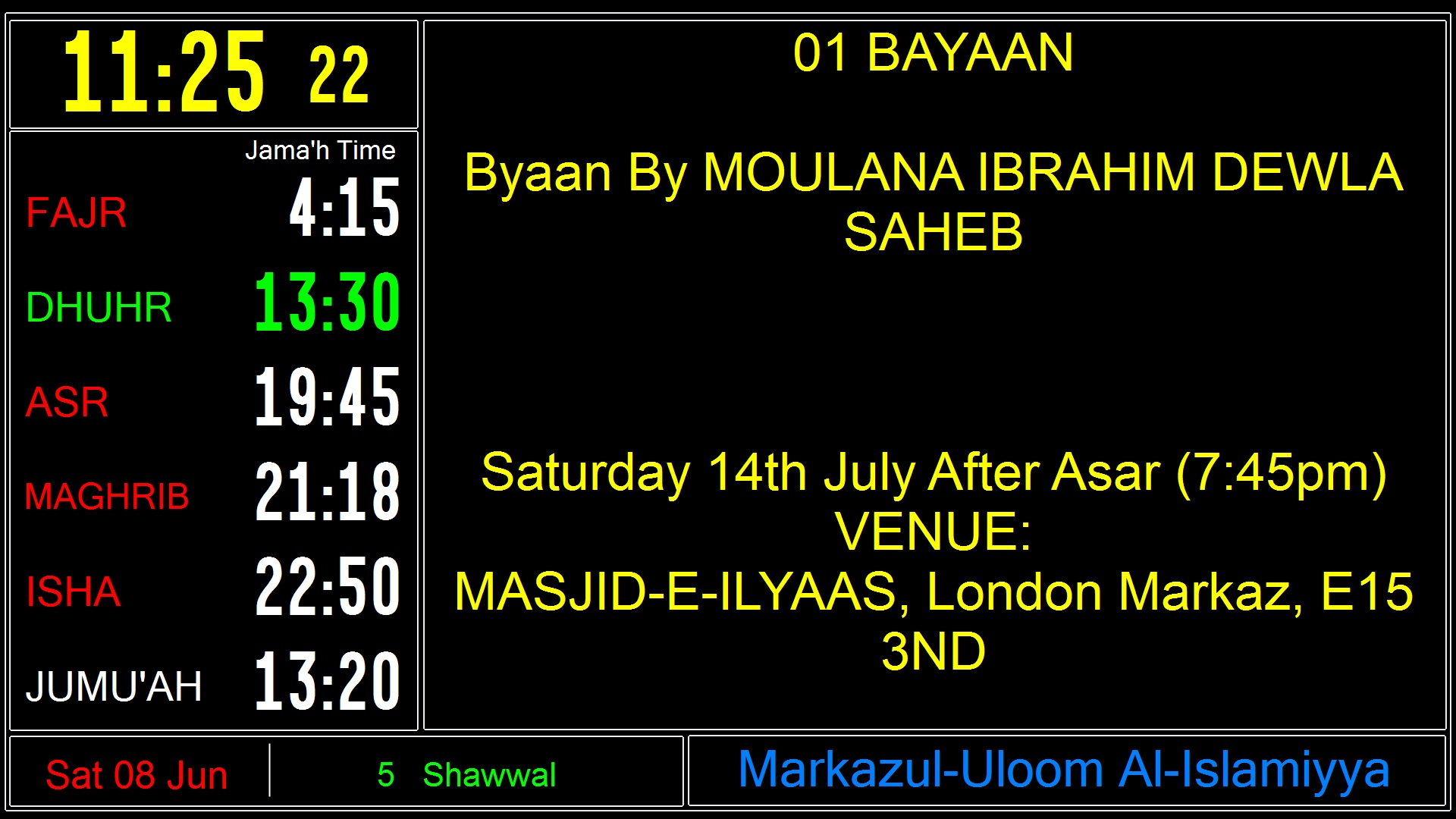 Salaah Timetable Real Computers