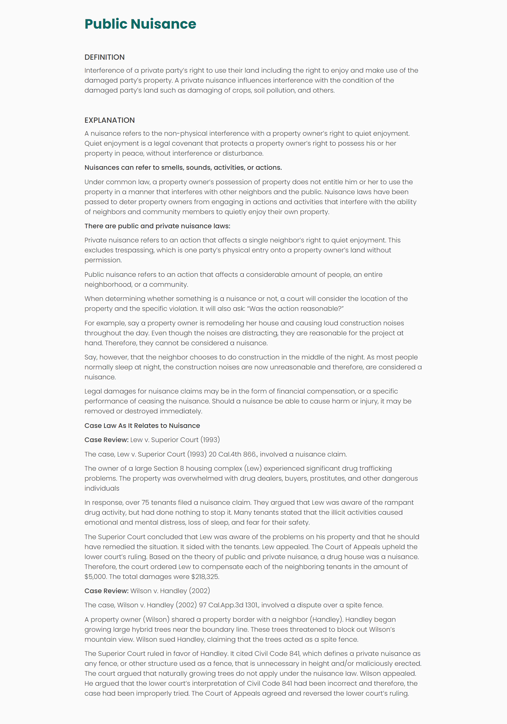 Public Nuisance Real Estate Instruct