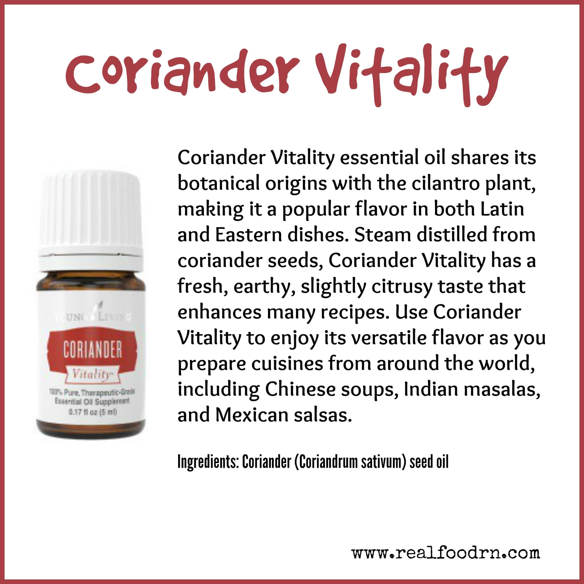 Coriander Vitality Essential Oil Real Food RN