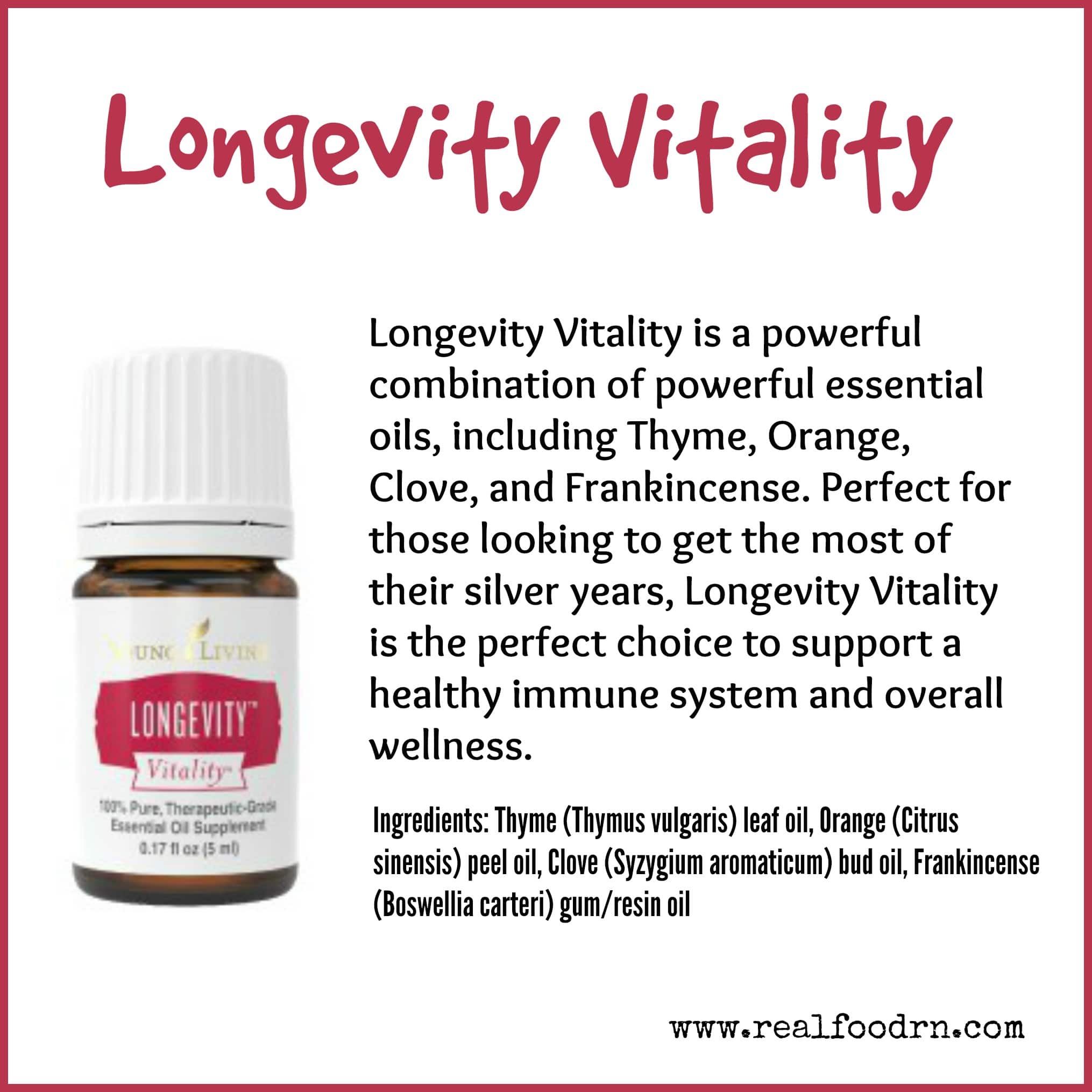 Longevity Vitality Essential Oil Real Food RN