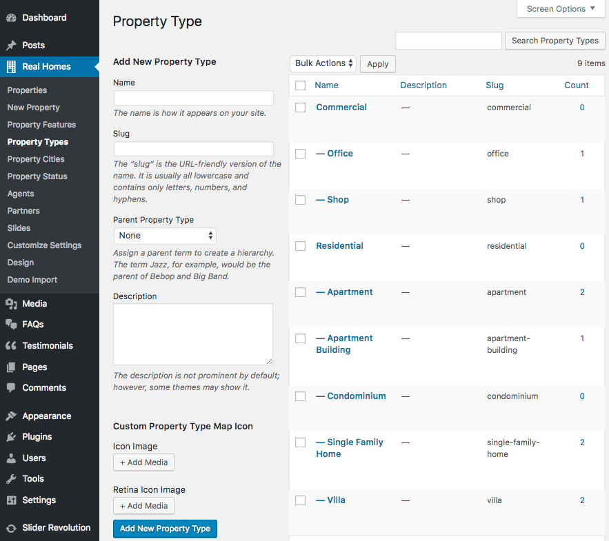 Custom Markers for Property Type RealHomes Documentation