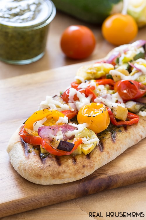 Grilled Veggie Pesto Flatbread ⋆ Real Housemoms