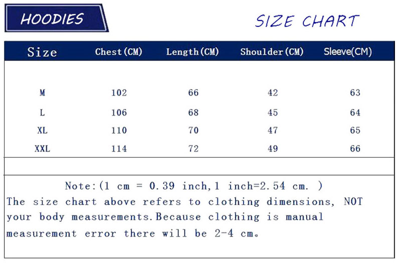 sweatshirt size chart – REAL INFINITY WAR