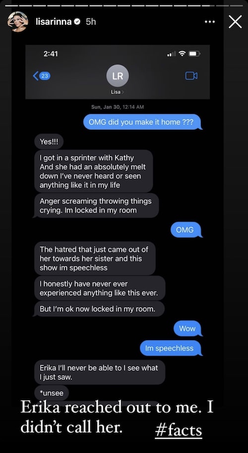 'RHOBH' Lisa Rinna Leaks New Texts With Erika About Kathy