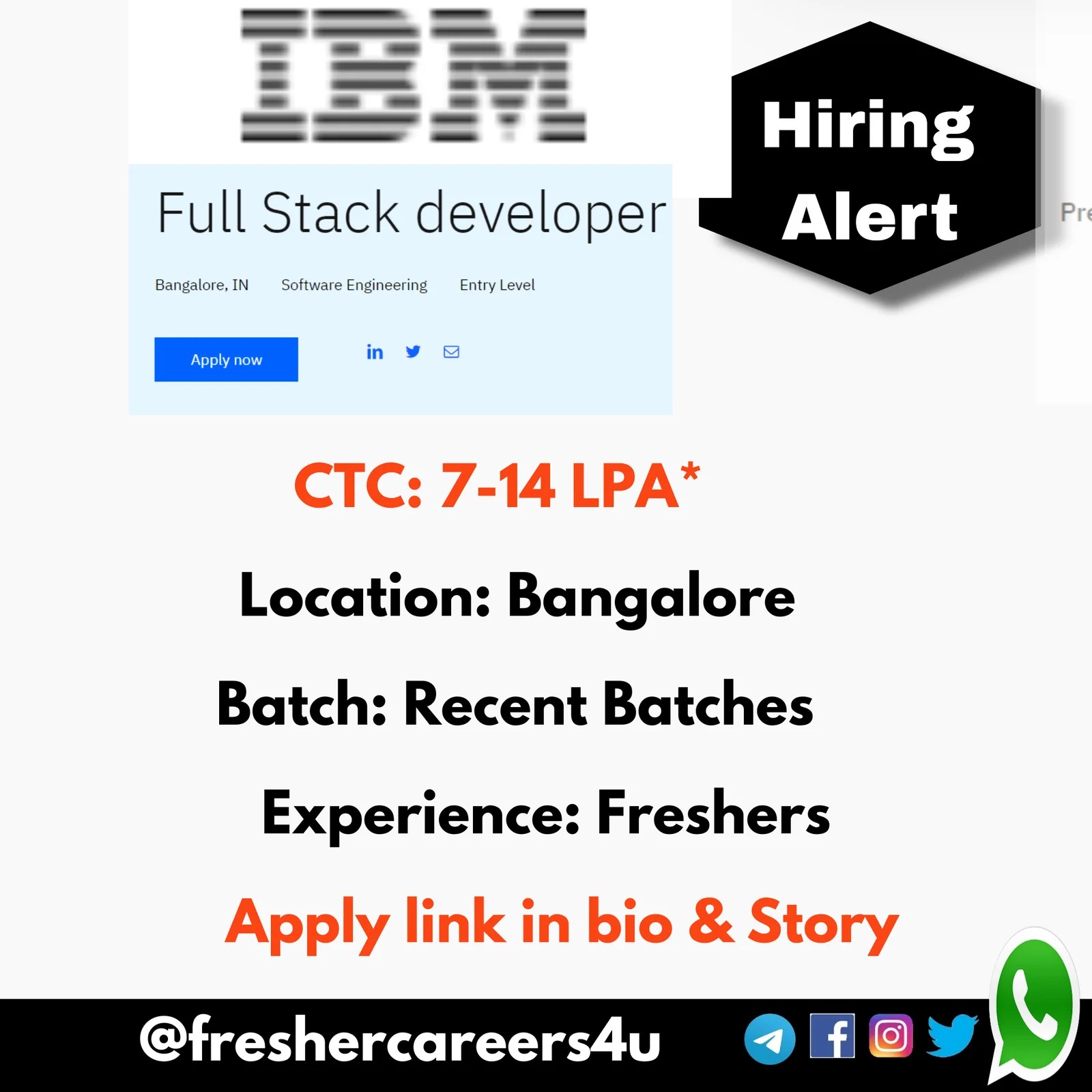 IBM Mass Recruitment 2024 hiring Full Stack Developer, 714 LPA