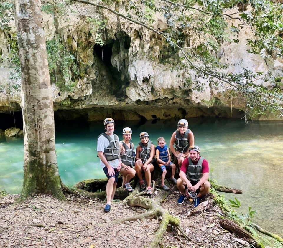 Cave tubing and zip lining at Nohoch Che’en Caves Branch Archeological